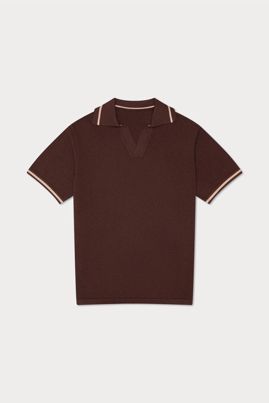 NEW MAVRANS men's crochet polo in chocolate